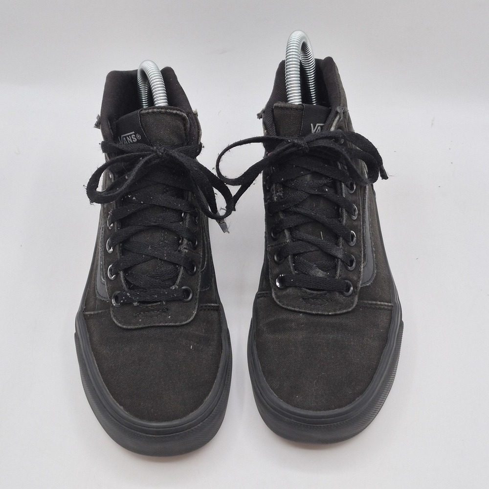 Vans Shoes Womens Size 7 Black Canvas Mid Top Lace Up Skate Sneakers 500714 - Picture 7 of 12